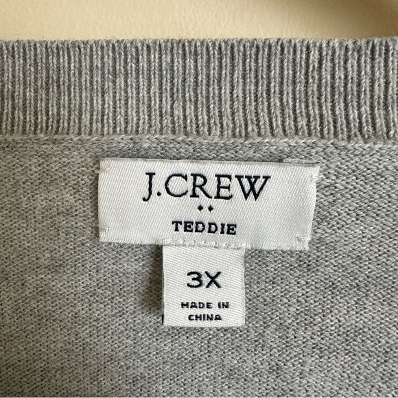 J Crew size 3X Gray Boston Terrier Dog Teddie Sweater Crewneck Cotton Knit Grey - Picture 3 of 7